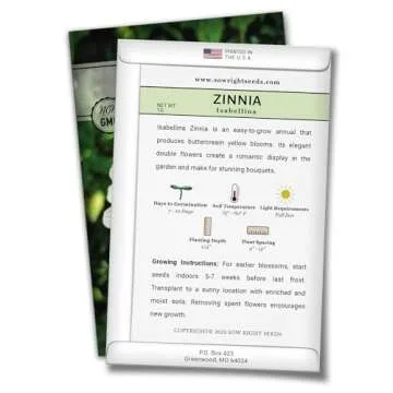 Sow Right Seeds - Isabellina Zinnia Seeds for Planting - Non-GMO Heirloom Packet to Plant & Grow an ...