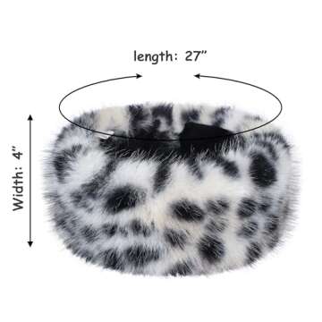 sy soul young Faux Fur Headband with Elastic for Women's Winter Earwarmer Earmuff(One Size,Leopard)