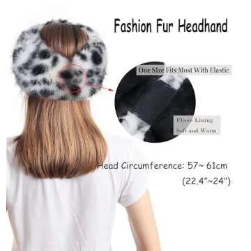 sy soul young Faux Fur Headband with Elastic for Women's Winter Earwarmer Earmuff(One Size,Leopard)