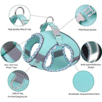 AIITLE Small Dog Harness - Comfortable & Reflective Pet Vest with Leash