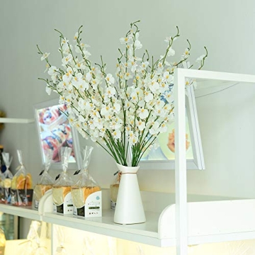 TYEERDEC Orchids Artificial Flowers, 10 Bunches Fake Silk Flowers for Decoration, Long Stem Artificial Flowers for Tall Vase Home Decor Indoor - White