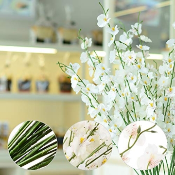 TYEERDEC Orchids Artificial Flowers, 10 Bunches Fake Silk Flowers for Decoration, Long Stem Artificial Flowers for Tall Vase Home Decor Indoor - White