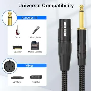 XLR Female to 1/4 TS Male Cable for Superior Sound