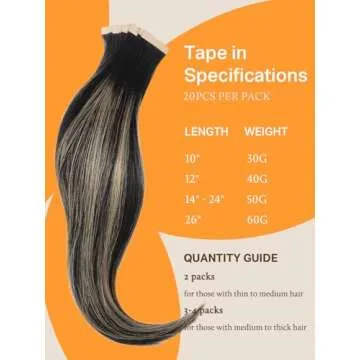DOORES Tape in Balayage Natural Black to Light Blonde 20 Inch 20pcs 50g Human Hair Extensions Tape in Straight Real Natural