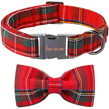 Unique Style Paws Christmas Dog and Cat Collar with Bow Pet Gift Adjustable Soft and Comfy Bowtie Co...