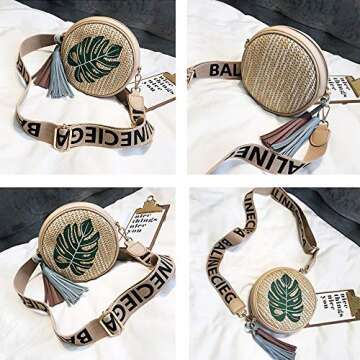 YOUTH UNION Round Woven Straw Bag - Stylish Beach Bag for Women