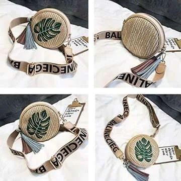 YOUTH UNION Round Woven Straw Bag - Stylish Beach Bag for Women