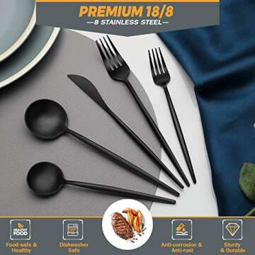 Luxury Matte Black Silverware Set for Stylish Living