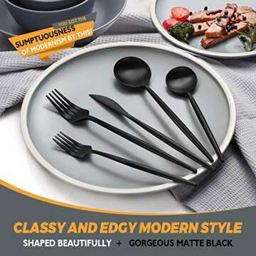 Luxury Matte Black Silverware Set for Stylish Living