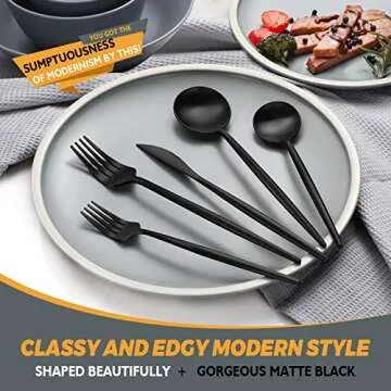 Luxury Matte Black Silverware Set for Stylish Living