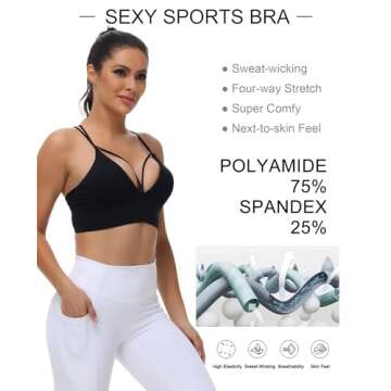 MotoRun Strappy Sports Bra Push Up Bralette for Women