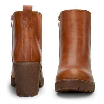 Vepose Women’s Ankle Chunky Heeled Boots, Brown Platform Chelsea Retro Short 999 Booties with Zipper, Size 7.5M US, (CJY999 Brown 07.5)