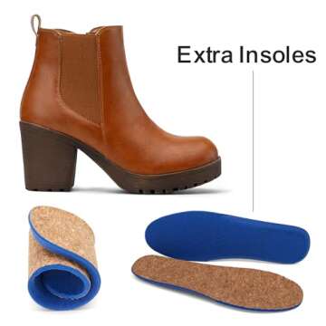 Vepose Women’s Ankle Chunky Heeled Boots, Brown Platform Chelsea Retro Short 999 Booties with Zipper, Size 7.5M US, (CJY999 Brown 07.5)