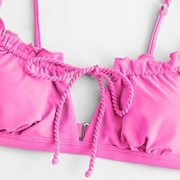 ZAFUL Women's Hot Pink Tie Cutout Bikini - Sexy Swimwear