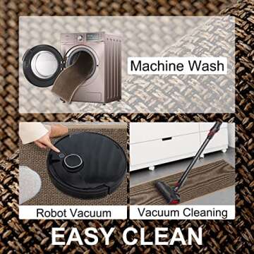 SUMLANS Kitchen Mat Set of 2 PCS, Cushioned Non Slip Rugs for Kitchen Floor, Absorbent Runner Comfort Standing Mats Washable for Kitchen, Office, Home (Brown, 17.3"x47"+17.3"x30")