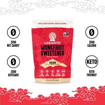 Lakanto Golden Monk Fruit Sweetener With Erythritol, Raw Cane Sugar Substitute From Monk Fruit Extract, Raw Sugar Replacement for Baking, Coffee & Tea, Gluten Free, Low Carb, Non GMO, Keto, 1.76 lb
