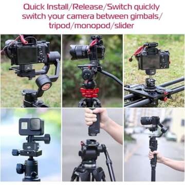 Camera Quick Release Tripod Mount, ULANZI Hummingbird DSLR QR Plate Adapter Vlog Filmmaking Quick Accessories Kits for Action Camera/DJI Zhiyun Gimbals/DJI Osmo Action/insta360/ Canon/Sony/Nikon