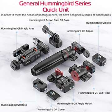 Camera Quick Release Tripod Mount, ULANZI Hummingbird DSLR QR Plate Adapter Vlog Filmmaking Quick Accessories Kits for Action Camera/DJI Zhiyun Gimbals/DJI Osmo Action/insta360/ Canon/Sony/Nikon