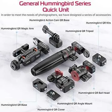 Camera Quick Release Tripod Mount, ULANZI Hummingbird DSLR QR Plate Adapter Vlog Filmmaking Quick Accessories Kits for Action Camera/DJI Zhiyun Gimbals/DJI Osmo Action/insta360/ Canon/Sony/Nikon