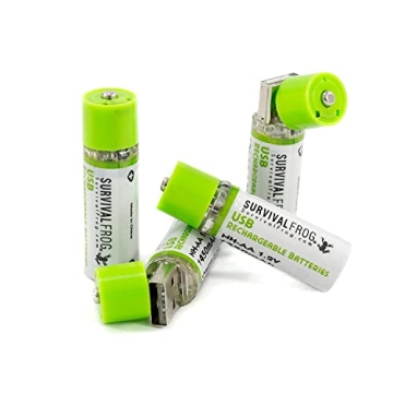 Survival Frog EasyPower USB AA Rechargeable Batteries - 1.2V/1450 mAh Long Lasting Double A USB Rech...