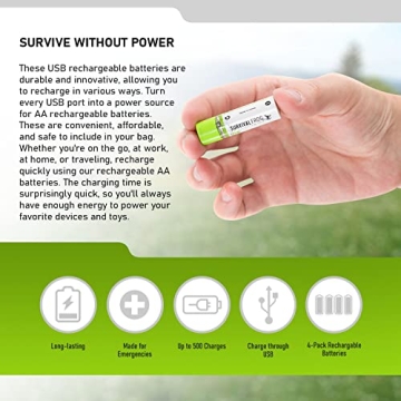 Survival Frog USB Rechargeable AA Batteries - Eco-Friendly Power
