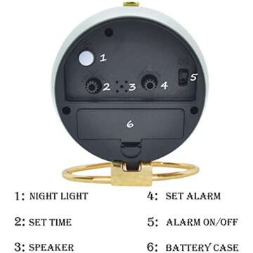 Maxspace Desk Clocks, Small Table Alarm Clocks for Shelf Bedroom Office,Vintage Metal Aesthetic Living Room Decor Clock with Night Light, Non Ticking Silent Battery Operated Cute Clocks (Pink)