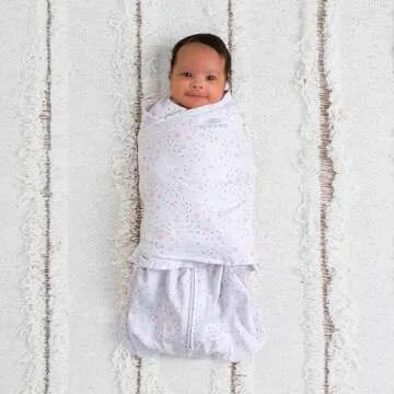 HALO 100% Cotton Sleepsack Swaddle, 3-Way Adjustable Wearable Blanket, TOG 1.5, Midnight Moons Pink, Newborn, 0-3 Months
