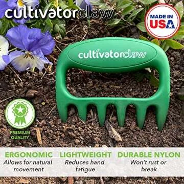 Bear Paws Cultivator Claw - Ergonomic Gardening Tools - Hand Held Garden Tool - Hand Rake - Strong Nylon Weeder - Manual Weeding, Aerating, Cultivating…
