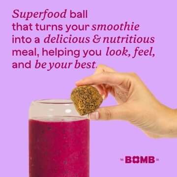 The Bomb Co. Blender Bomb, Get up & Goji, Superfood Smoothie Mix With Goji Berries, Hemp, Flax, Chia Seeds & Amino Acids, Gluten Free, High Fiber, 10 Servings