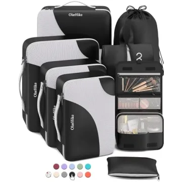 OlarHike 8 Set Packing Cubes - Ultimate Travel Organizer Bags (Black)