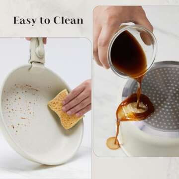 Sweetcrispy 12 Pcs Pots and Pans Set Nonstick - Kitchen Induction Cookware Suit with Detachable Handle, Oven Safe, Stackable, Beige