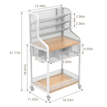 Rolling Makeup Cart with Wheels - White Storage Organizer