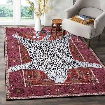 Allen Home Wool Area Rug | Leopard Rug Rust | Traditional Decorative Carpet | Area Rugs Suitable for...