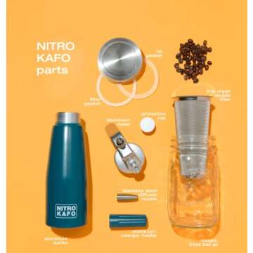 NITRO KAFO 0.5L Nitro Coffee Maker, Aluminum Nitro Cold Brew Coffee Maker with Special Nitro Diffuse...