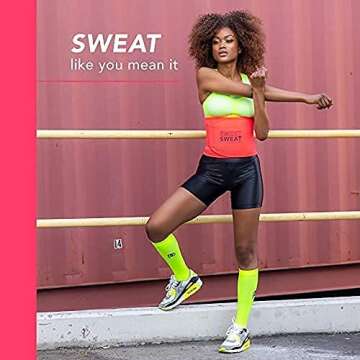 Sweet Sweat Waist Trimmer for Women and Men - Sweat Band Waist Trainer Belt for High Intensity Training and Gym Workouts, 5 Adjustable Sizes Neon Pink
