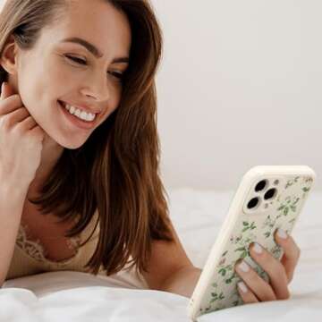 ZTOFERA Compatible with iPhone 15 Pro Case for Girls Women, Floral Flower Pattern Design Silicone Case, Slim Shockproof TPU Protective Bumper Case Cover for iPhone 15 Pro 6.1 inch,Beige