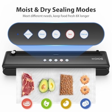 KOIOS Compact Vacuum Sealer with Dry Moist Modes Built-in Cutter
