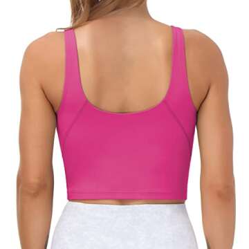 Women’s Longline Sports Bra Wirefree Padded Medium Support Yoga Bras Gym Running Workout Tank Tops(Bright Pink, Small)