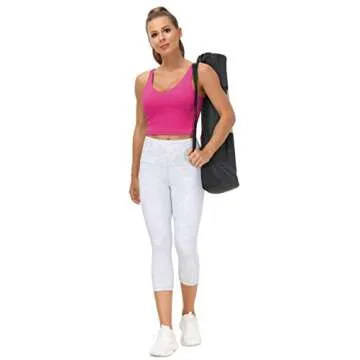 Women’s Longline Sports Bra Wirefree Padded Medium Support Yoga Bras Gym Running Workout Tank Tops(Bright Pink, Small)