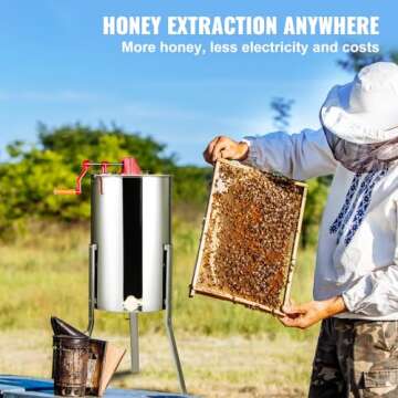 VEVOR Honey Extractor, 2/4 Frame Stainless Steel Manual Beekeeping Extraction, Honeycomb Drum Spinne...