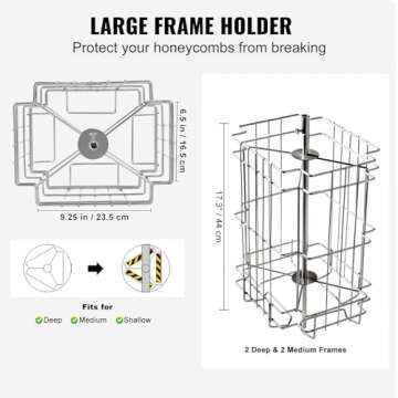 VEVOR Honey Extractor, 2/4 Frame Stainless Steel Manual Beekeeping Extraction, Honeycomb Drum Spinner with Transparent Lid, Apiary Centrifuge Equipment with Height Adjustable Stand, Silver