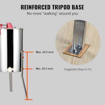 VEVOR Honey Extractor, 2/4 Frame Stainless Steel Manual Beekeeping Extraction, Honeycomb Drum Spinner with Transparent Lid, Apiary Centrifuge Equipment with Height Adjustable Stand, Silver