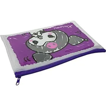 Sanrio Accessories Cosmetic Flat vinyl pouch Zipper Case Bag 19 × 14 cm (Crayon touch) (Kuromi)