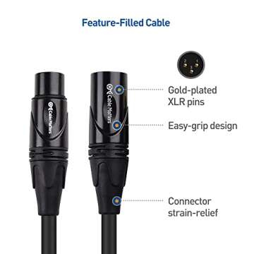 Cable Matters 2-Pack Premium XLR to XLR Cables - 20ft, Male to Female Microphone Cable, Oxygen-Free Copper (OFC) Mic Cord, Black