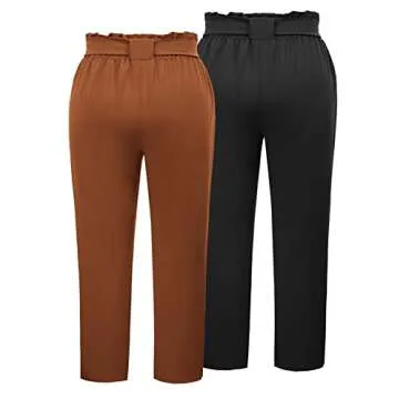 Hanna Nikole Women's Casual High Waist Dress Pants with Bow-Knot Pockets for Work Office 18 Plus