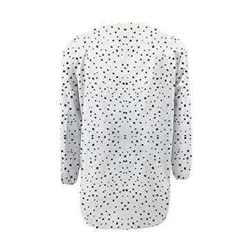 Tazaiy Women Summer Colorful Chiffon Button Blouse Floral Leaves Printed 3/4 Balloon Sleeve Classic Casual Loose Blouses Tee Shirt POM POM Flowy Boho Summer Tops