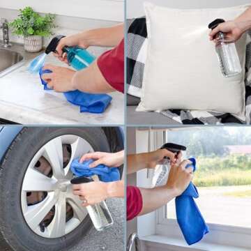 Cornucopia 16-Ounce Clear Glass Spray Bottles with Measurements (2-Pack); Sprayer Bottle with 3-Setting Heavy Duty Sprayers for Mist, Stream, OFF