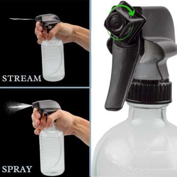 Cornucopia 16-Ounce Clear Glass Spray Bottles with Measurements (2-Pack); Sprayer Bottle with 3-Setting Heavy Duty Sprayers for Mist, Stream, OFF
