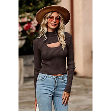 Women’s Stylish Cutout Mock Neck Winter Pullover Sweater