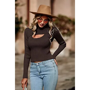 Women’s Stylish Cutout Mock Neck Winter Pullover Sweater